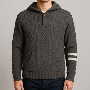 BIRDWELL BEACH BRITCHES Dark Grey Wool Blend Hooded Sweater Size Medium